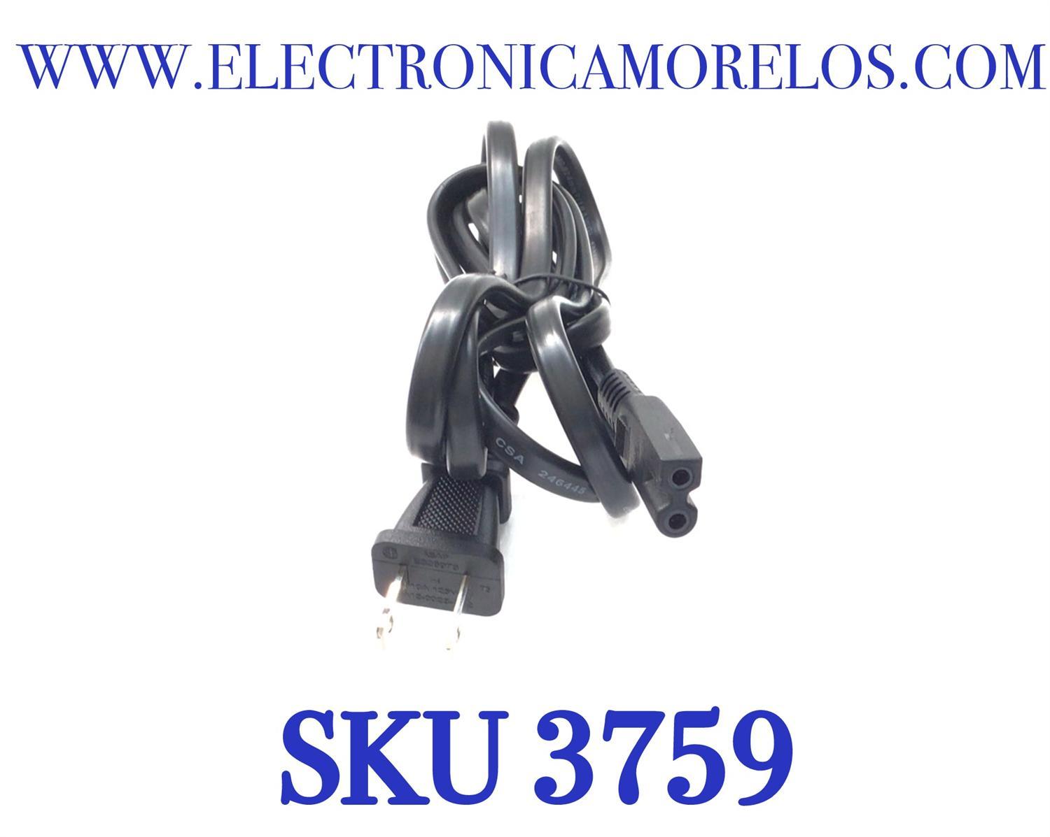 CABLE DE CORRIENTE ORIGINAL / “NUEVO“/ BIFASICO / TIPO 8 REDONDO-CUADRADO / ENCHUFE TIPO A Ó TIPO AMERICANO / 100 – 127 V / 2 CLAVIJAS / COMPATIBLE CON DIFERENTES DISPOSITIVOS        